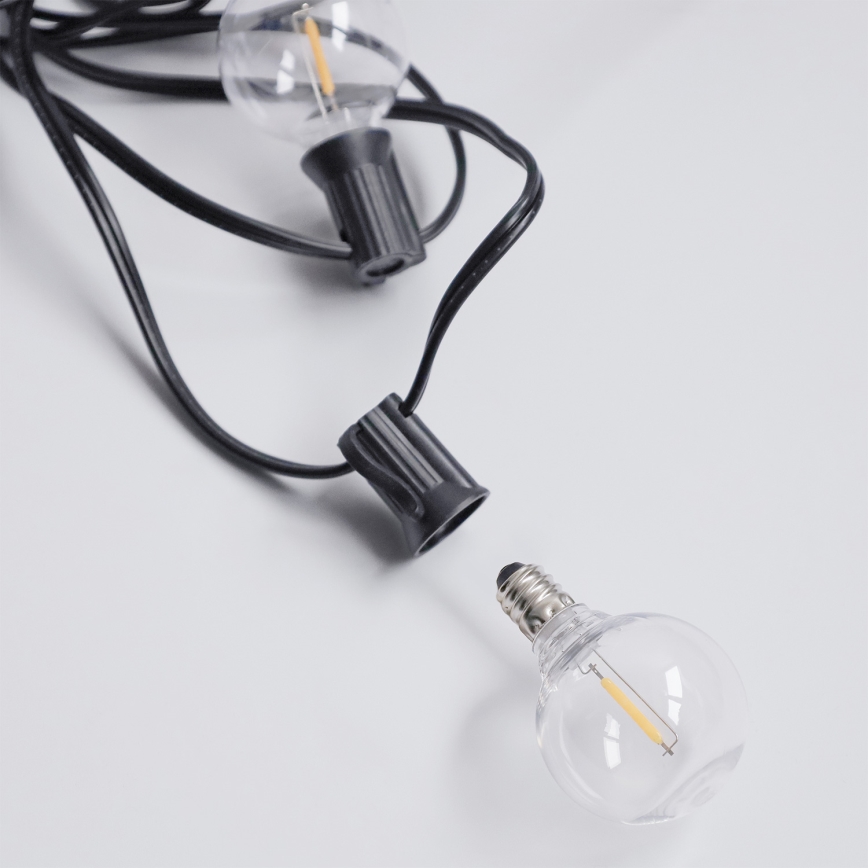Brilagi - LED utomhusslinga GIRLANDA, dekorativ 25xE12/0,36W/24V, 20m, svart, IP44, varmvitt ljus