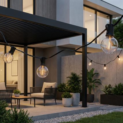 Brilagi - LED utomhus dekorationsslinga GIRLANDA 10xE12/0,6W/230V 8m svart IP44 varmvit