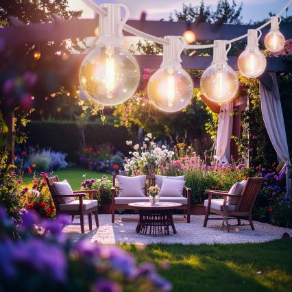 Brilagi - LED utomhus dekorationsljusslinga GIRLANDA 10xE12/0,6W/230V 8m vit IP44 varmvitt ljus