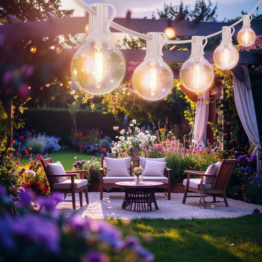 Brilagi - LED utomhus dekorationsljusslinga GIRLANDA 10xE12/0,6W/230V 8m vit IP44 varmvitt ljus