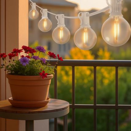 Brilagi - LED utomhus dekorationsljusslinga GIRLANDA 10xE12/0,6W/230V 8m vit IP44 varmvitt ljus