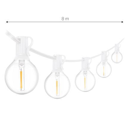 Brilagi - LED utomhus dekorationsljusslinga GIRLANDA 10xE12/0,6W/230V 8m vit IP44 varmvitt ljus