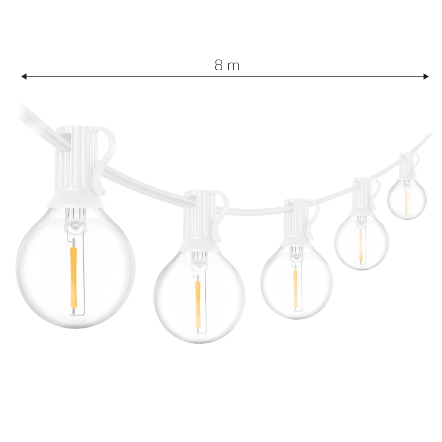 Brilagi - LED utomhus dekorationsljusslinga GIRLANDA 10xE12/0,6W/230V 8m vit IP44 varmvitt ljus