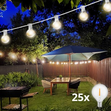 Brilagi - LED utomhus dekorativ ljusslinga GIRLANDA 25xE12/0,8W/230V 20m vit IP44 varmvit