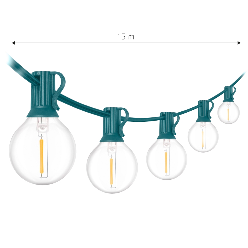 BRILAGI - LED Utomhus dekorativ ljusslinga GIRLANDA 25xE12/0,8W/230V 20m grön IP44 varmvit