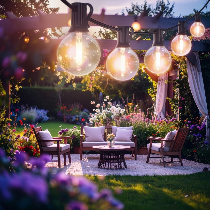 Brilagi - LED utomhus dekorationsslinga GIRLANDA 10xE12/0,6W/230V 8m svart IP44 varmvit