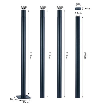 Brilagi - LED-utomhus gatlykta med 4 m stolpe URBANSPARK LED/120W/230V antracit IP65