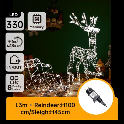 BRILAGI - LED Utomhus juldekoration LED/3,6W/8 funktioner 100 cm IP44 ren med släde varmvit