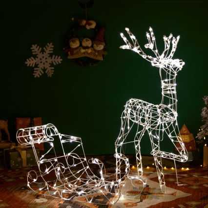 BRILAGI - LED Utomhus juldekoration LED/3,6W/8 funktioner 100 cm IP44 ren med släde varmvit