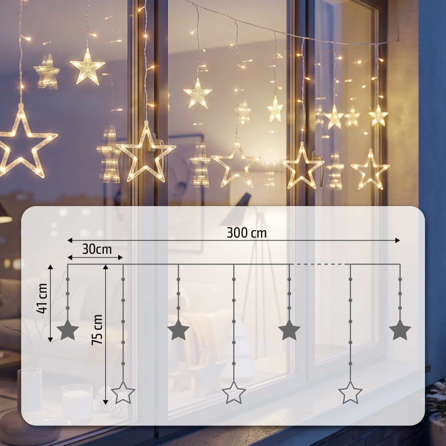 BRILAGI - LED Utomhus julgardin 123xLED/3xAA/USB 3m IP44 varm vit