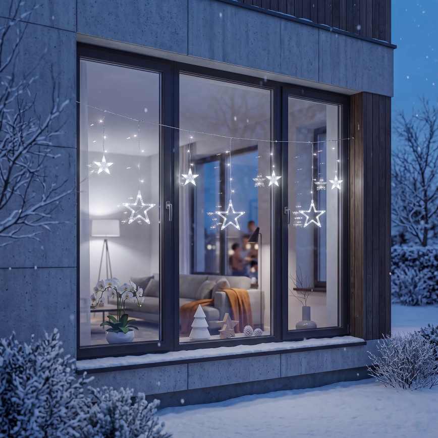 BRILAGI - LED utomhus julgardin 77xLED/3xAA/USB 1,8m IP44 kallvit
