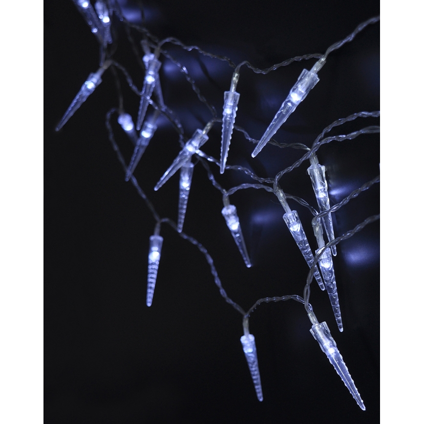 Brilagi - LED Utomhus julljusslinga 50xLED/8 funktioner /3xAA 8m IP44 kall vit