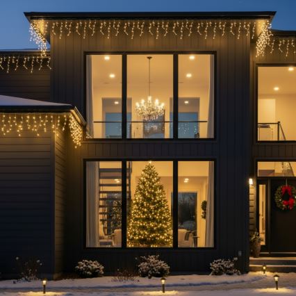 BRILAGI - LED utomhusslinga för jul 200 LED / 8 funktioner, 13 m, IP44, varmvit, istappar