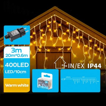 Brilagi - LED utomhus julslinga 400 LED/8 funktioner 23 x 0,6 m IP44 varmvit