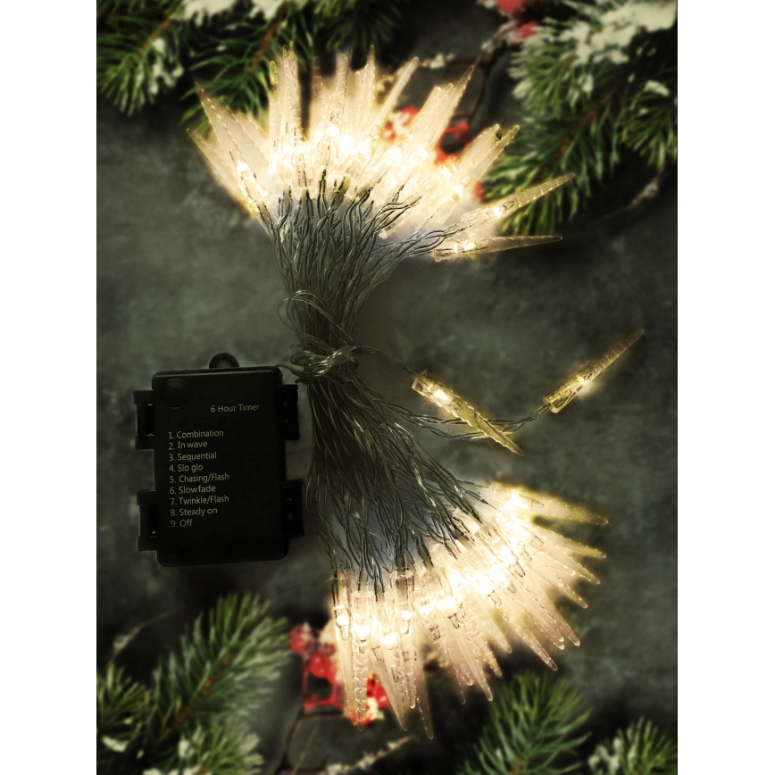 Brilagi - LED Utomhus julslinga 50xLED/8 funktioner /3xAA 8m IP44 varm vit