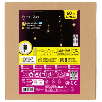 BRILAGI - LED utomhus julslinga 60xLED/6W/6x0,7m IP44 varmvit