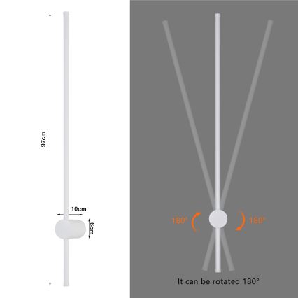 Brilagi - AURA LED utomhusvägglampa 20W/230V 3000K IP54 97 cm vit CRI 90