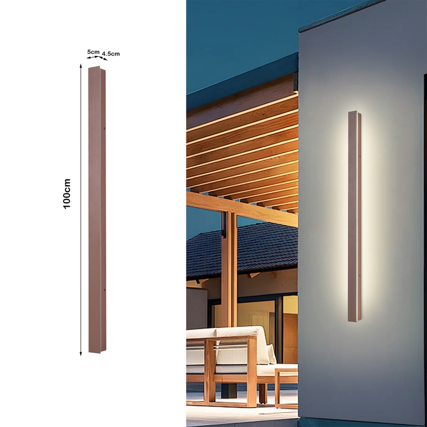 Brilagi - LED utomhusväggarmatur LINEAR LED/22W/230V 3000K IP65 100 cm brun CRI 90