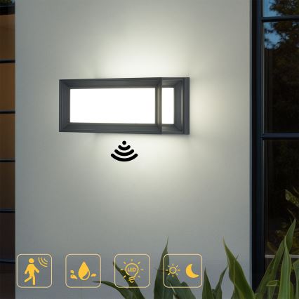 Brilagi - LED utomhusvägglampa med sensor PARKER LED/12W/230V antracit IP44