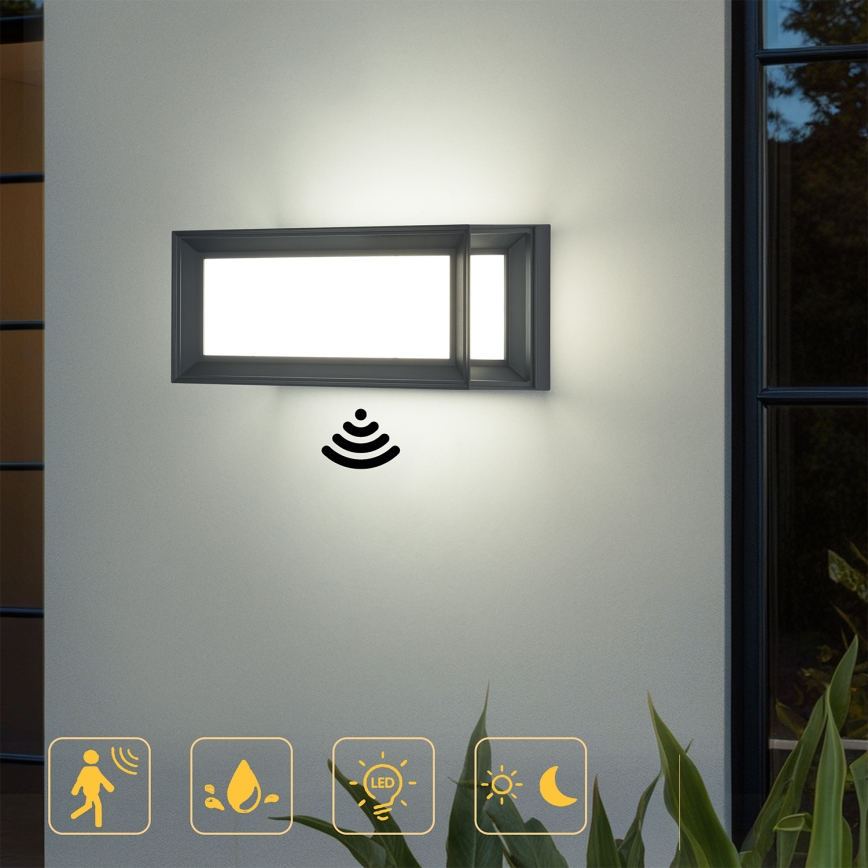 Brilagi - LED utomhusvägglampa med sensor PARKER LED/12W/230V antracit IP44