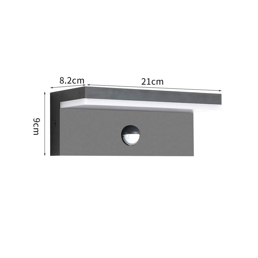 Brilagi - LED utomhusväggarmatur med rörelsesensor TESSI LED/10W/230V antracit IP54