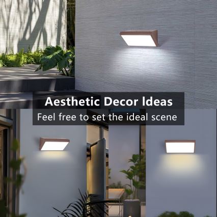 Brilagi - LED utomhusväggarmatur med sensor TRIANGLE LED/20W/230V brun IP65