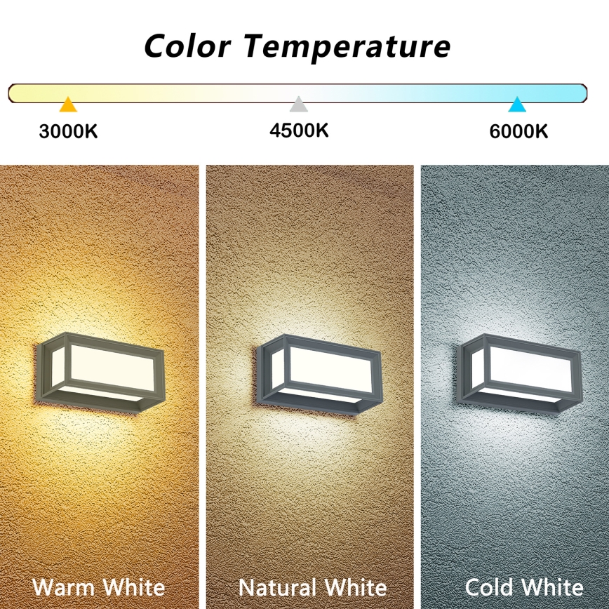 BRILAGI - LED-utomhusvägglampa PARKER LED/12W/230V 3000/4500/6000K grå IP44