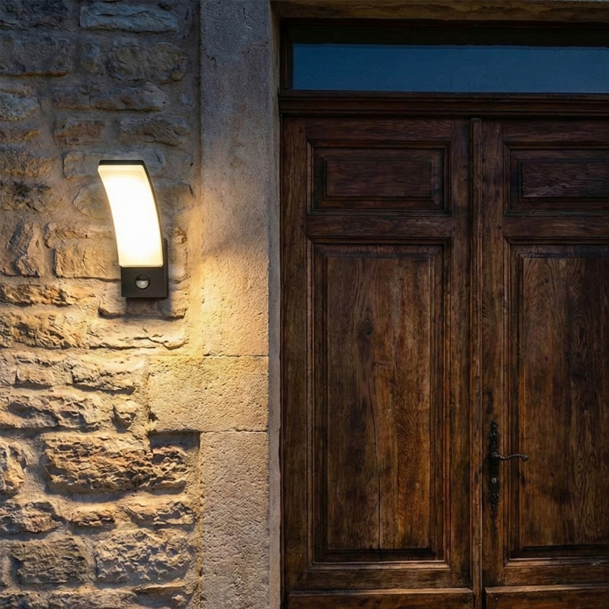 BRILAGI - LED utomhusvägglampa med rörelse- och skymningssensor ARCELO LED/12W/230V IP65 svart