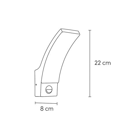 Brilagi - LED Utomhus Vägglampa med Sensor ARCELO LED/9W/230V IP44