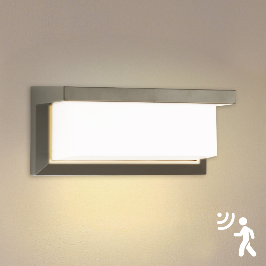 Brilagi - LED Utomhus vägglampa med sensor BRICKY LED/12W/230V grå IP54
