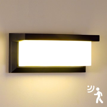 Brilagi - LED Utomhus vägglampa med sensor BRICKY LED/12W/230V svart IP54