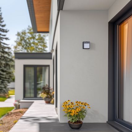 Brilagi - LED Utomhus Vägglampa med Sensor TERNI LED/12W/230V Antracit IP44