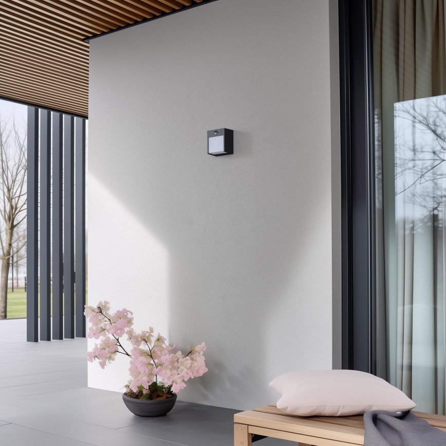 Brilagi - LED Utomhus Vägglampa med Sensor TERNI LED/12W/230V Antracit IP44