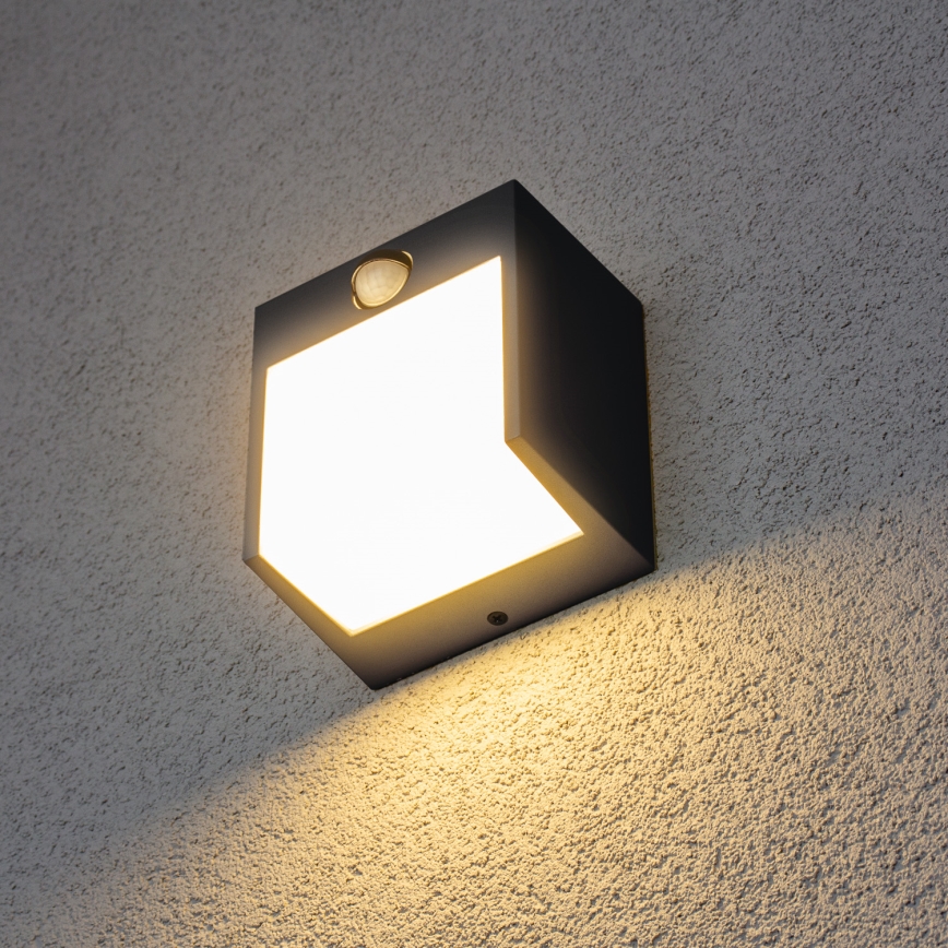 Brilagi - LED Utomhus Vägglampa med Sensor TERNI LED/12W/230V Antracit IP44