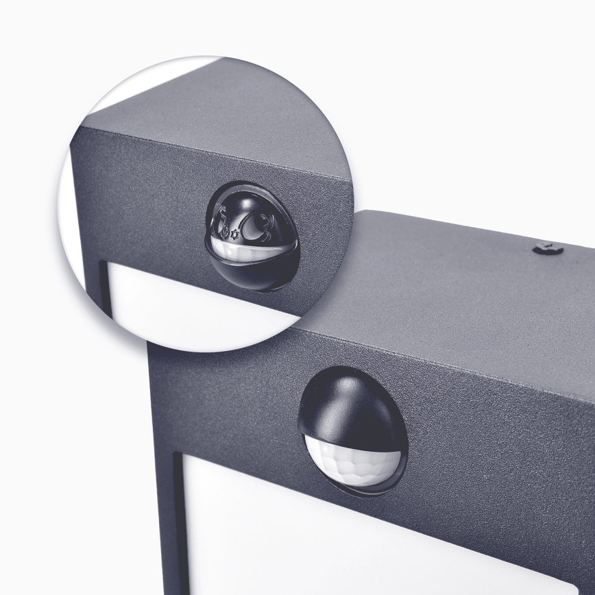 Brilagi - LED Utomhus Vägglampa med Sensor TERNI LED/12W/230V Antracit IP44