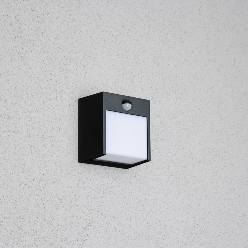 Brilagi - LED Utomhus Vägglampa med Sensor TERNI LED/12W/230V svart IP44