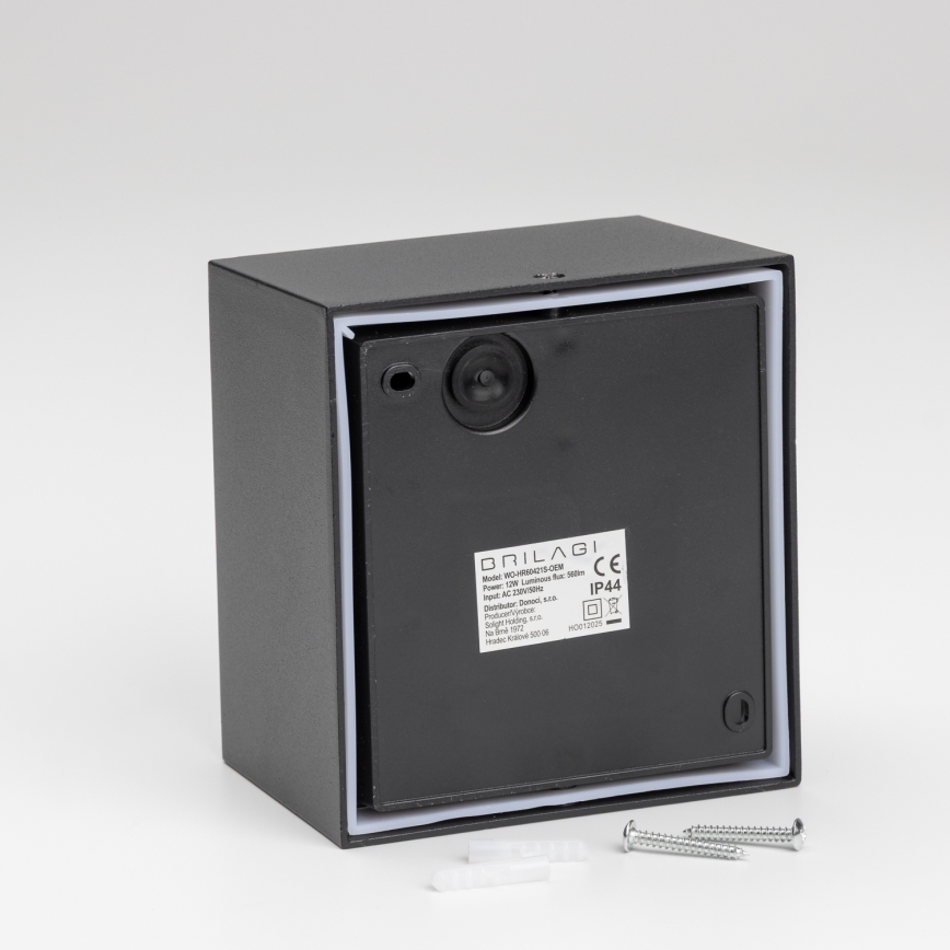 Brilagi - LED Utomhus Vägglampa med Sensor TERNI LED/12W/230V svart IP44