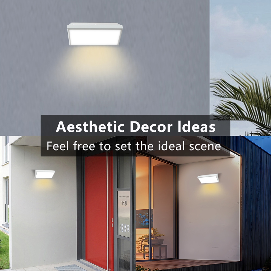 Brilagi - LED Utomhus Vägglampa med Sensor TRIANGLE LED/20W/230V vit IP65