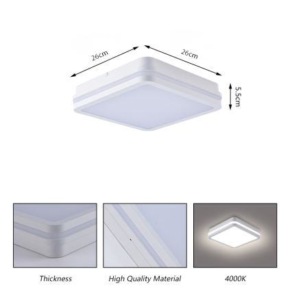 Brilagi - LED-utomhusarmatur BENE LED/24W/230V 26x26 cm vit IP54