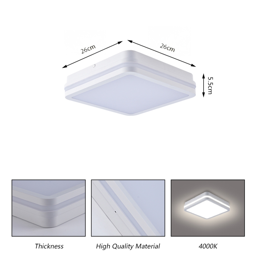 Brilagi - LED-utomhusarmatur BENE LED/24W/230V 26x26 cm vit IP54