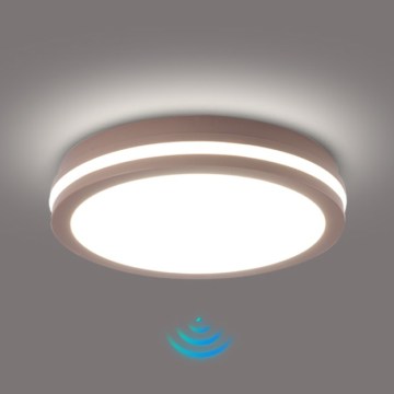 Brilagi - LED-utomhusarmatur med inbyggd sensor BENE LED/24W/230V Ø 26 cm brun IP54