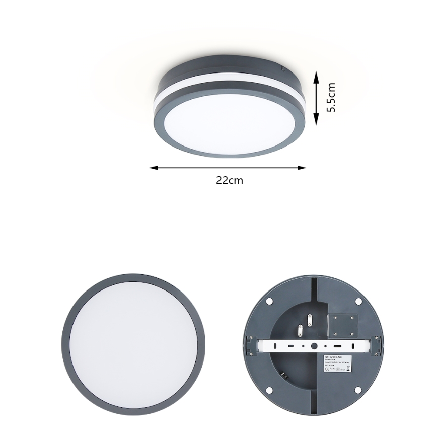Brilagi - LED-utomhusarmatur med sensor BENE LED/18W/230V Ø 22 cm antracit IP54