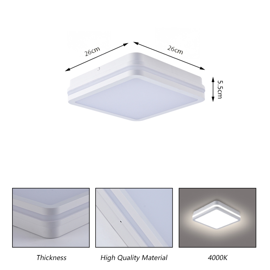 Brilagi - LED-utomhusarmatur med sensor BENE LED/24W/230V 26x26 cm vit IP54