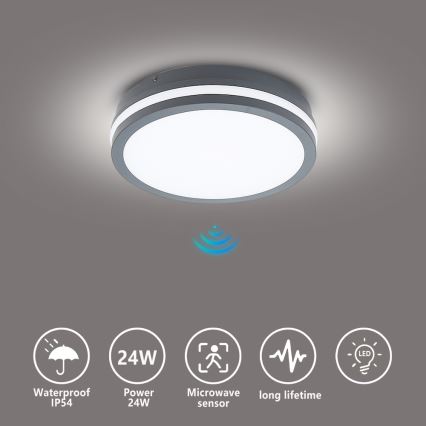 Brilagi - LED utomhusarmatur med sensor BENE LED/24W/230V Ø 26 cm antracit IP54