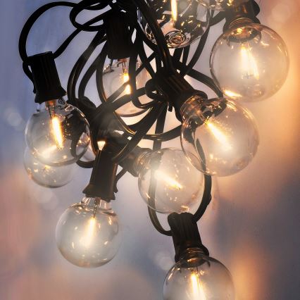 Brilagi - LED Utomhus dekorationskedja GIRLANDA 25xE12 20m svart IP44 varmvit