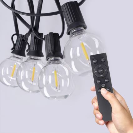 Brilagi - LED utomhus dekorativ ljusslinga GIRLANDA 25xE12/0,6W/230V 20m svart IP44 varmvit + fjärrkontroll