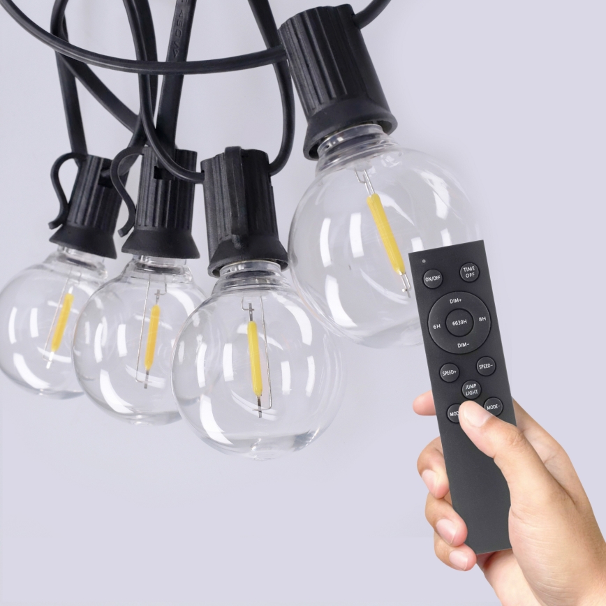 Brilagi - LED utomhus dekorativ ljusslinga GIRLANDA 25xE12/0,6W/230V 20m svart IP44 varmvit + fjärrkontroll