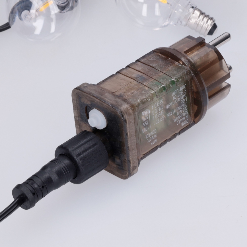 Brilagi - LED utomhus dekorativ ljusslinga GIRLANDA 25xE12/0,6W/230V 20m svart IP44 varmvit + fjärrkontroll