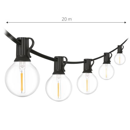 Brilagi - LED utomhus dekorativ ljusslinga GIRLANDA 25xE12/0,6W/230V 20m svart IP44 varmvit + fjärrkontroll