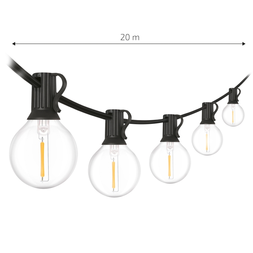 Brilagi - LED utomhus dekorativ ljusslinga GIRLANDA 25xE12/0,6W/230V 20m svart IP44 varmvit + fjärrkontroll